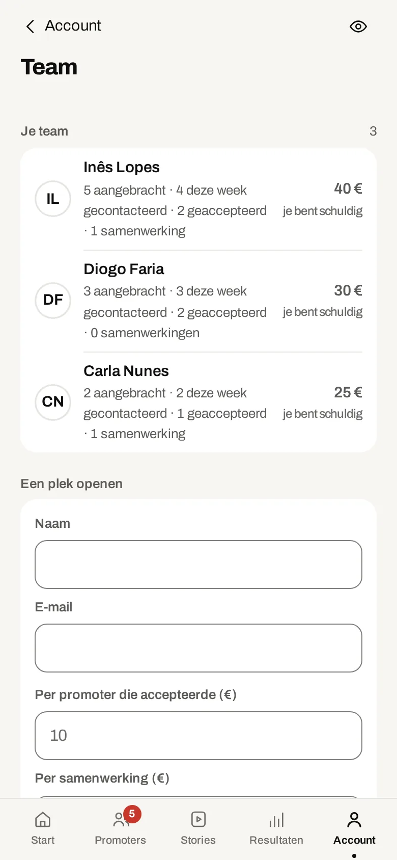 Academy Ultimate in de app, met demogegevens.